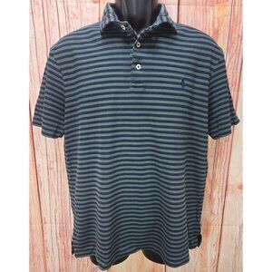 Polo Ralph Lauren Mens Pima Soft Touch Striped Polo Large Green-Navy